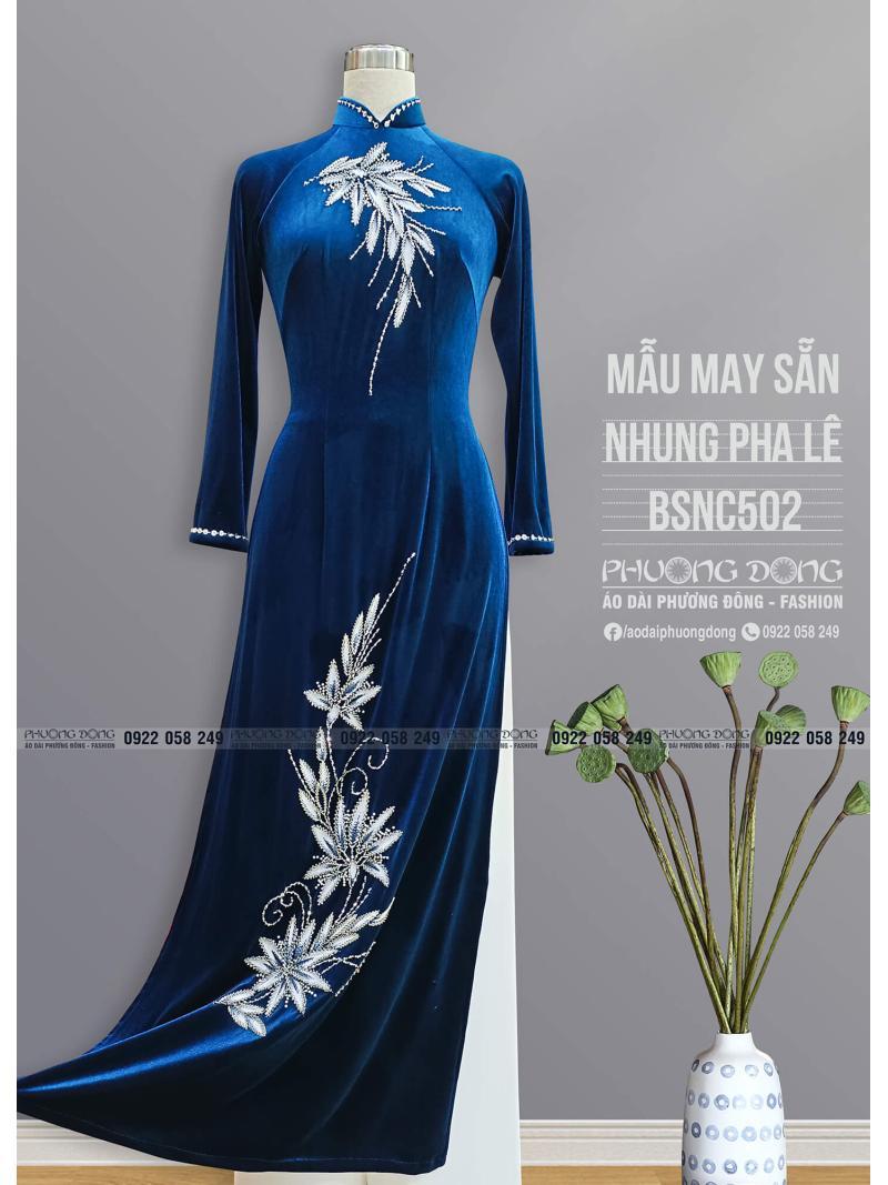 Áo Dài Bà Sui Nhung Đính Đá Pha Lê BSNC502